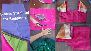 Simple Blouse Cutting amp Stitching Tutorial  Easy Method for Beginners [upl. by Eugor]