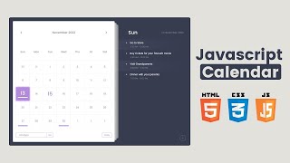 Modern Calendar with Todo in HTML CSS and JS Part 2  JavaScript Events Calendar [upl. by Norvin858]