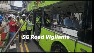 6jun2024 jalan besar amp rochor road road closed bus hit trailer load of steel bars [upl. by Haimarej861]