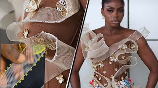 HOW TO BEAD ON CRINOLINE EDGES Luxury Fabric beading tutorial handembroiderytutorial [upl. by Suhpesoj647]