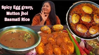 Spicy Egg gravy with Basmati rice Mutton Jholsalad Eating Show mukbang [upl. by Talanta]