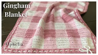 GINGHAM BLANKET CROCHET TUTORIAL  Colorwork Crochet  Ophelia Talks Crochet [upl. by Ecadnac]