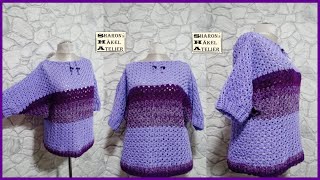 Tutorial Pullover häkeln Fledermauspulli quotAristaquot crochet sweater Rechtshänder crochet häkeln [upl. by Derfniw]