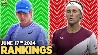 De Minaur Boulter Win Grass Titles  Ruud Hurkacz Fall ahead of Wimbledon 2024  Tennis Rankings [upl. by Lekram]