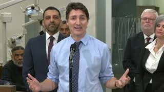 Le premier ministre Trudeau fait une annonce sur les soins dentaires en Alberta [upl. by Sigfrid]