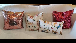 🎅🏻DIY COMO HACER FUNDAS DE COJINES NAVIDEÑOS con telas de LENTEJUELAS Y CREAMALLERA INVISIBLE [upl. by Steady]