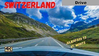 Car Drive Julier Pass to St Moritz in Graubünden  Grisons SWITZERLAND [upl. by Asinet]