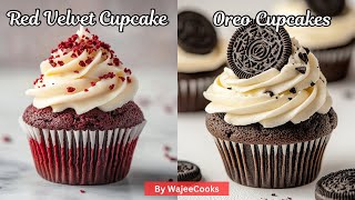 Soft and Spongy Red Velvet Cupcakes and Oreo Cupcakes Recipe by WajeeCooks [upl. by Normalie]