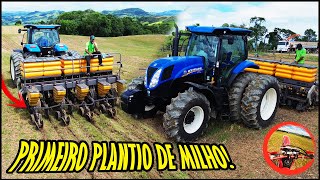 PRIMEIRA VEZ QUE EU VEJO ISSO NEW HOLLAND T7 175 PLANTANDO MILHO SAFRINHA NA BOTINHA [upl. by Derr]