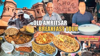 Amritsar Best Breakfast Tour  Amritsari Kulcha  Dahi Punjabi Sweets  Amritsar Street Food [upl. by Gradey610]