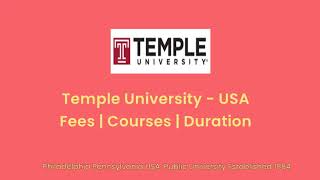 Temple University  USA  USA  Courses  Tuition Fees  Duration [upl. by Calabrese]