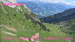 Worlds steepest Train to Mount Pilatus in SwitzerlandMount Pilatus journey [upl. by Dulciana]