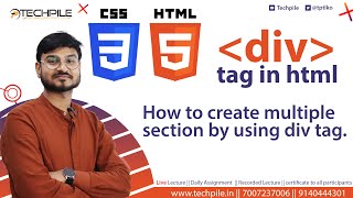 Div tag  How to use Div tag in HTML with example  how to create multiple section in a webpage [upl. by Huntington26]