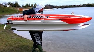 GIGANTIC POWERFUL RC POWERBOAT SPEEDBOAT HPR233 130 KMH BRUTAL SPEED 25000 WATT [upl. by Dorraj]