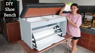 DIY 3 Slots Shoe Rack  Shoe bench  Shoe storage  How to build  paano kami gumawa ng shoe rack [upl. by Trilley347]