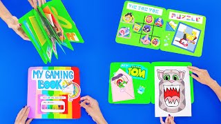 EASY and FUNNY GAMES in MY GAMING BOOK DIY 😎 PAPER CRAFTS [upl. by Homerus]