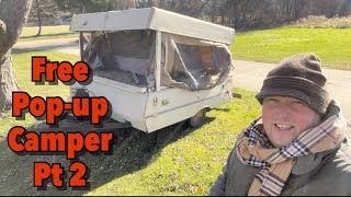 FREE PopUp Camper HOMEMADE  HARD SIDE conversion Tiny Cabin ep2 camping popupcamper diycamper [upl. by Enimassej]