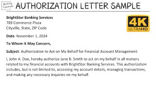 How To Write Authorization Letter with Sample and Explanation  Writing Tutorials [upl. by Abijah]