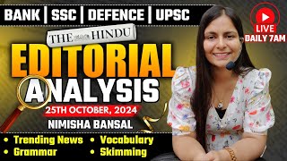 Editorial Analysis  25th October 2024  Vocab Grammar Reading Skimming  Nimisha Bansal [upl. by Hoskinson]