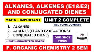 Unit 2 Complete  Alkane Alkene and Conjugated dienes  E1 and E2 Reactions  Carewell Pharma [upl. by Evan]