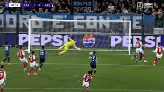 🔥🧱 Arsenals David Raya penalty save vs Atalanta  Mateo Retegui penalty miss vs Arsenal  UCL [upl. by Cacka]