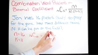 Combination Word Problems  Binomial Coefficient  Example 1 [upl. by Annaeed]