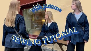 Sewing Tutorial Denim Kimono Jacket with digital pattern [upl. by Arded]