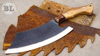 Making a large kitchen knife from an Old Saw Blade [upl. by Ijuy]