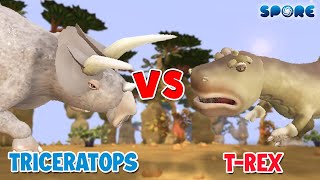 Triceratops vs TRex  Triceratops Level Challenge S1E9  SPORE [upl. by Eceeryt]