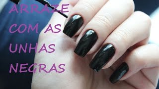 unhas com esmalte preto como pintar [upl. by Drus]