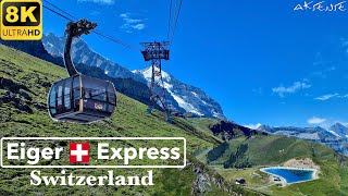 8K  Eiger Express Grindelwald Switzerland  Tricable Gondola  Return Trip  8K UHD Video [upl. by Anastasius]