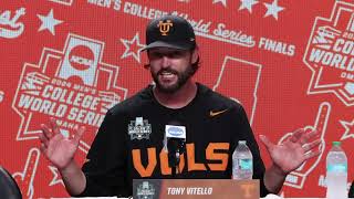 Tennessee Baseball Press Conference – CWS Finals Game Two vs Texas AampM [upl. by Dosi]