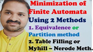 Minimization of Finite Automata  Equivalence Partition  Table Filling Myhill Nerode DFA  NFA [upl. by Animrac840]