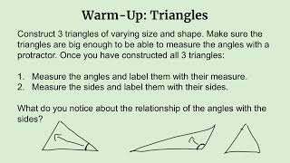 Lesson 10 Constructing and Identifying Triangles [upl. by Gretchen]