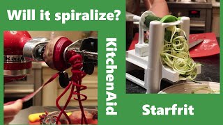 Spiralizing vegetables How to use a KitchenAid mixer spiralizer attachment and Starfrit spiralizer [upl. by Tabib]