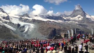 Alphorn Weltrekord auf dem Gornergrat vom 17 August 2013  508 Alphörner [upl. by Maclean64]