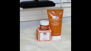 Origins GinZing Facial Scrub Moisturizer and Eye Cream Review [upl. by Patrica]