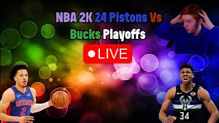 FINISHING PISTONS VS BUCKS PLAYOFFS LIVE IN NBA2K24 JOIN UP ROAD TO 900 SUBS [upl. by Raskin]