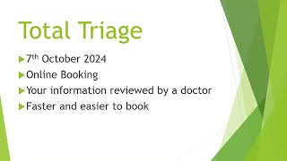 Total Triage at Stopsley Village Practice  NHS Total Triage Tutorial [upl. by Anaed]