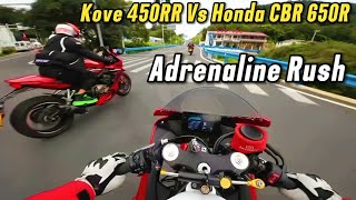 Kove 450RR vs Honda CBR 650R – AdrenalinePacked Motorcycle Race [upl. by Nnahsal850]