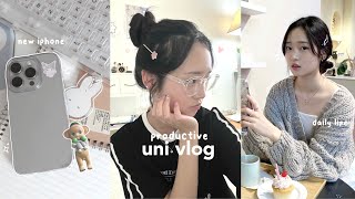 productive uni vlog🖇 iphone 15 pro unboxing saying goodbyes scalp massage uni presentations [upl. by Sheline756]