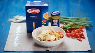 BARILLA SG  Fusilli Pasta Salad with Pesto Chicken amp Tomatoes [upl. by Berta]