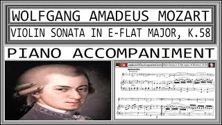 Mozart Violin Sonata in E flat major K 58 2nd movement  Piano Accompaniment [upl. by Andromeda605]