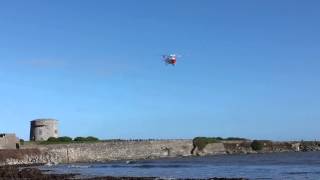 Irish coast guards R116 Sikorsky helicopter fly by at Skerries south beach February 2014 [upl. by Yuma]