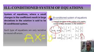 ILLCONDITIONED SYSTEM OF EQUATIONS Prof Ravi Kant Mishra [upl. by Elmer]