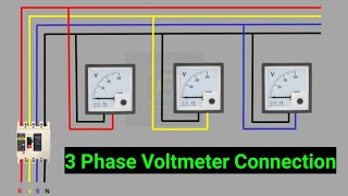 3 Phase Voltmeter Connection  Voltmeter  3 Phase  Wiring Diagram  Electrical wiring diagram [upl. by Buff134]