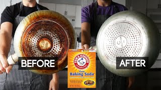 How to Clean Bottom of Pan with Baking Soda and Vinegar [upl. by Nayra916]