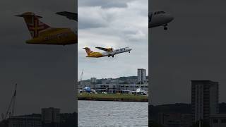 Aurigny ATR taking off from London City Airport aviation atr planespotting [upl. by Natty830]