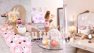 FALL DECORATE WITH ME 2024 🍂 pink amp girly autumn decor haul  updated home tour 🕯️🧸🎀 [upl. by Smitty415]