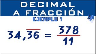 Convertir decimal periódico puro a fracción  Ejemplo 1 [upl. by Ikcin186]